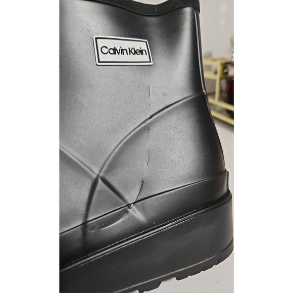 Calvin Klein Illea Rubber Boots Platform Lug Sole Womens 8 Black Rain Boot - Picture 9 of 11